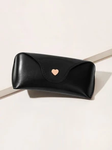 SHEIN MOD Hộp đựng kính không cần đơn có nút hình trái tim - màu đen - Xem 1