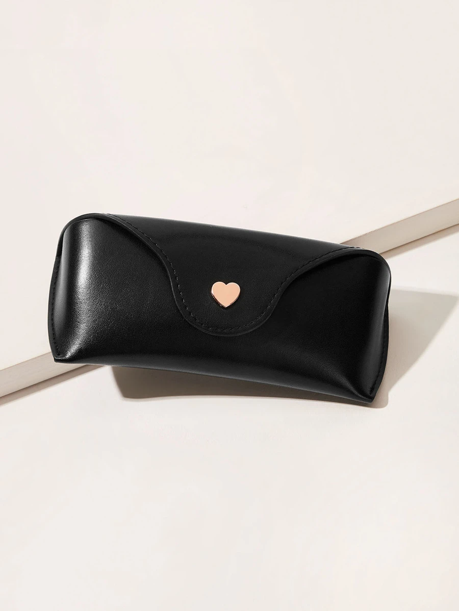 SHEIN MOD Hộp đựng kính không cần đơn có nút hình trái tim - màu đen - Xem 1