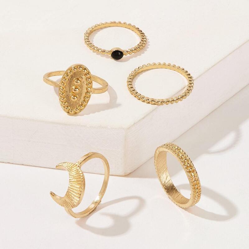 

Textured Ring 5pack, Gold