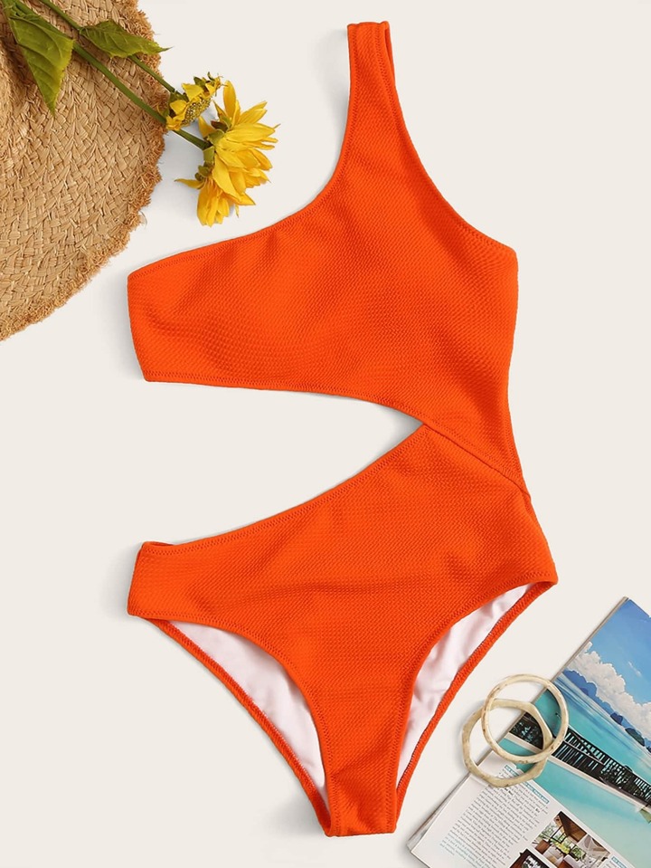 Our One Shoulder Textured Cut-out One Piece Swim is such a vibe