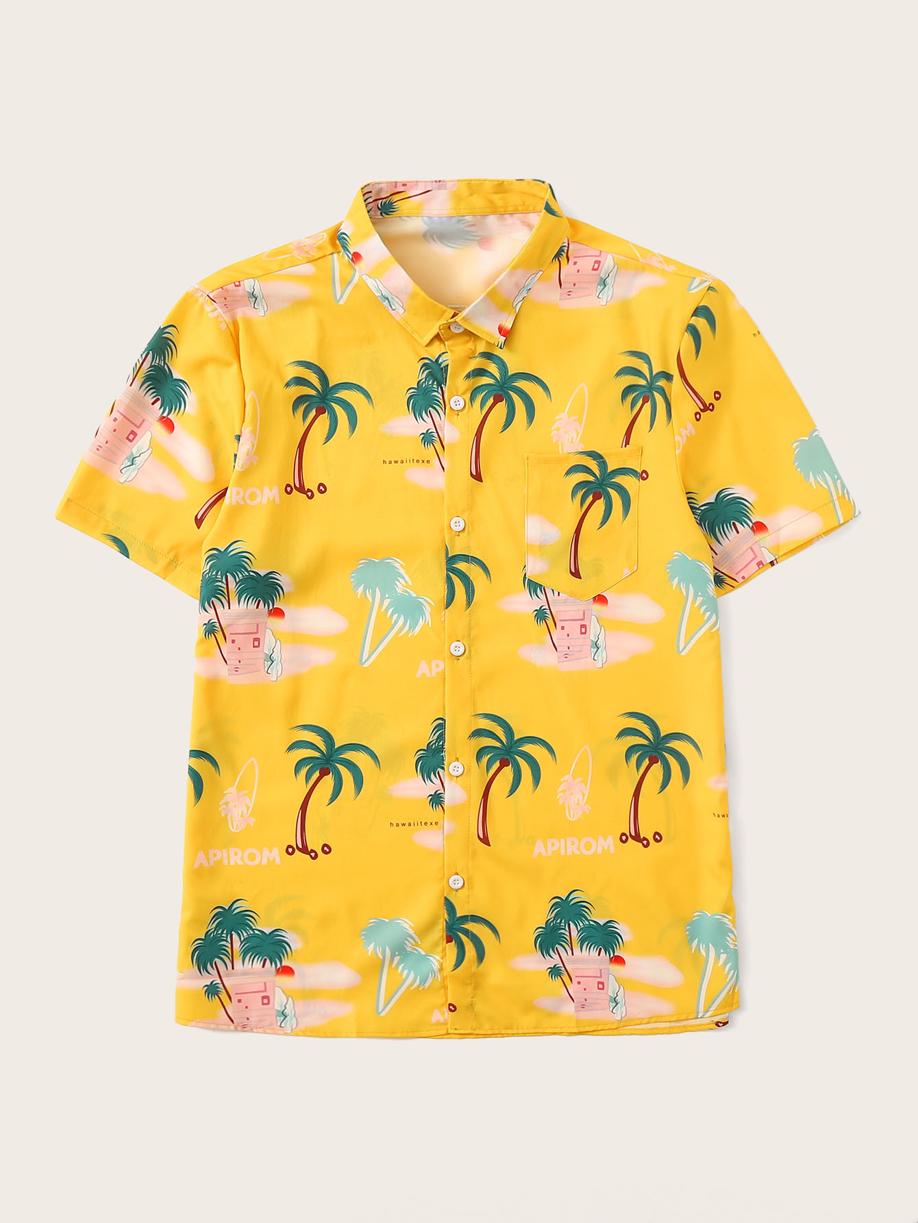 men coconut trees print hawaiian shirt