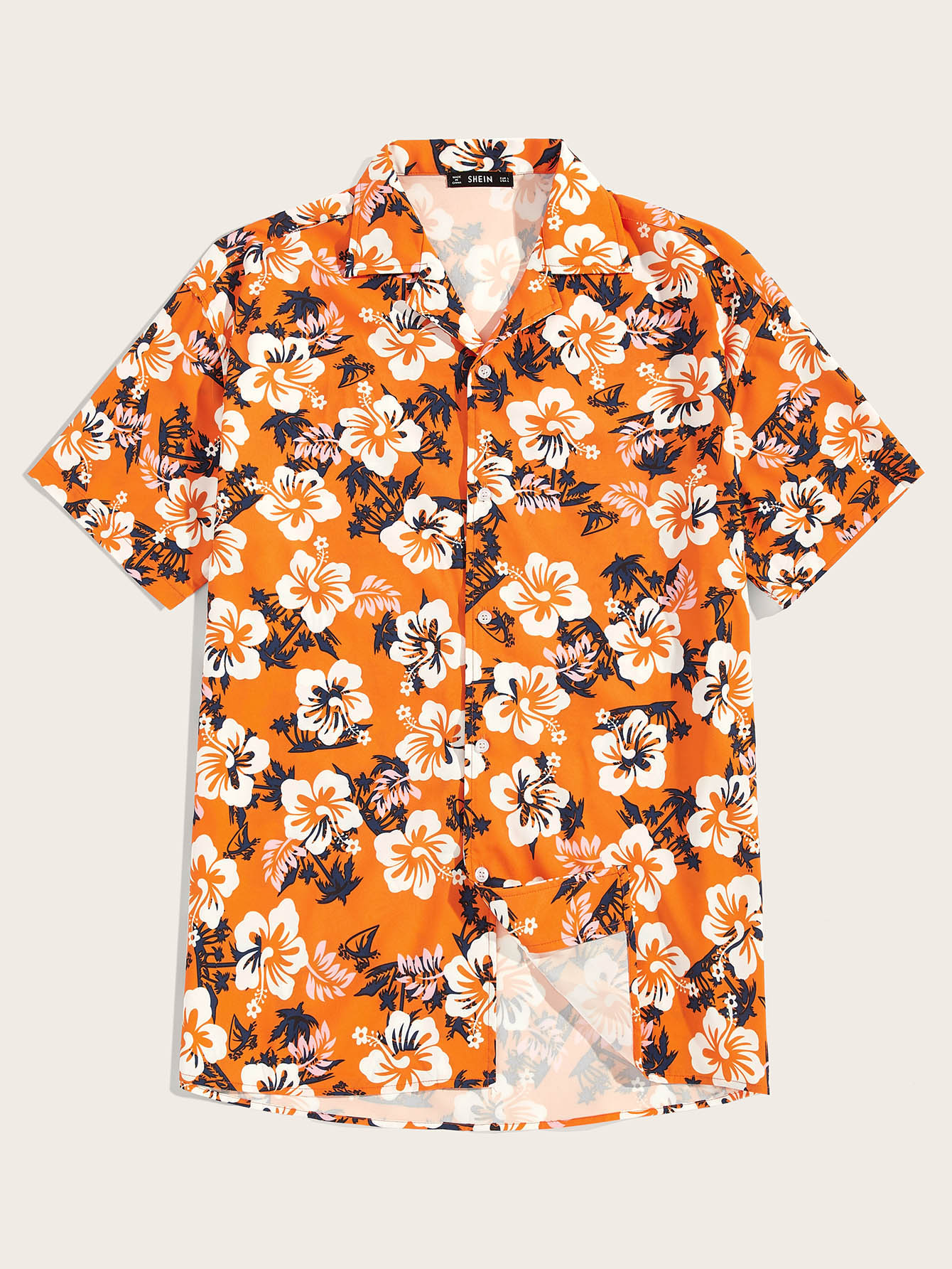 Blusa con estampado floral de hombres de cuello notch | ROMWE Camisa de hombres con estampado floral de cuello notch | ROMWE