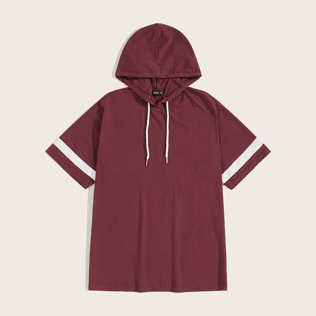

Guys Tape Panel Drawstring Hoodie, Red
