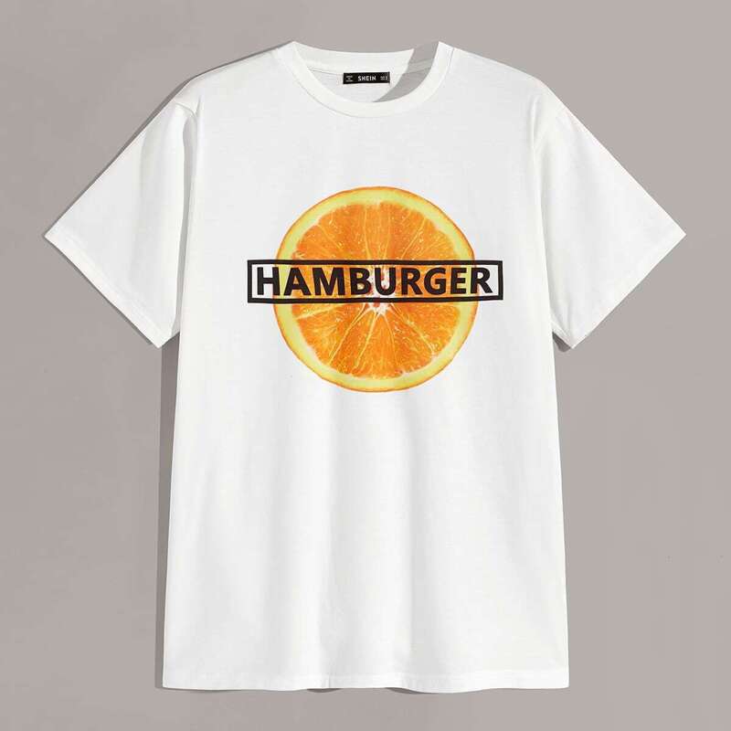 

Guys Orange & Letter Print Tee, White