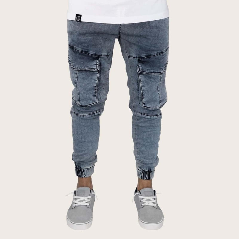 Guys Pocket Side Solid Jeans, Blue