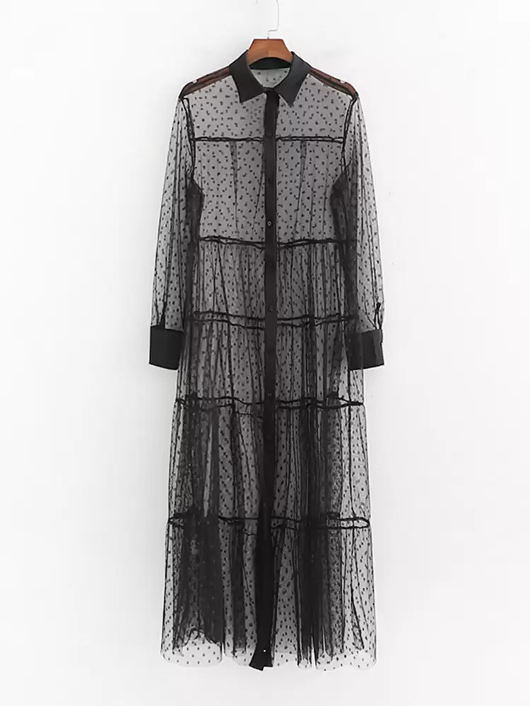 sheer shirt dress