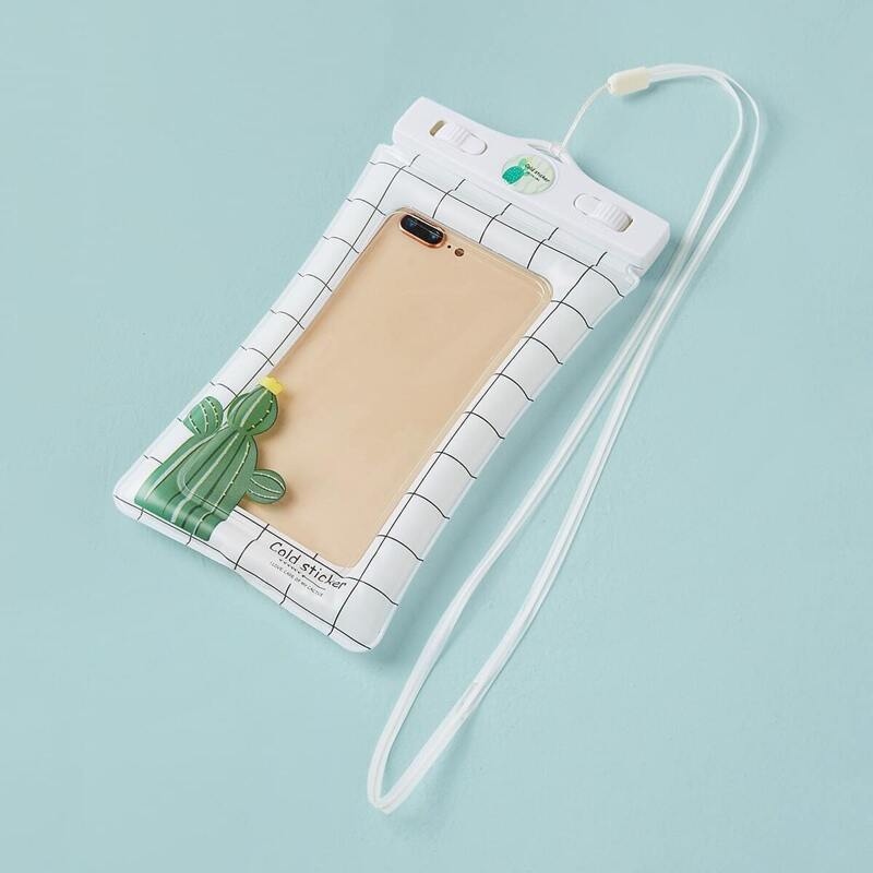 

Cactus Print Plaid Pattern Phone Waterproof Pouch Bag
