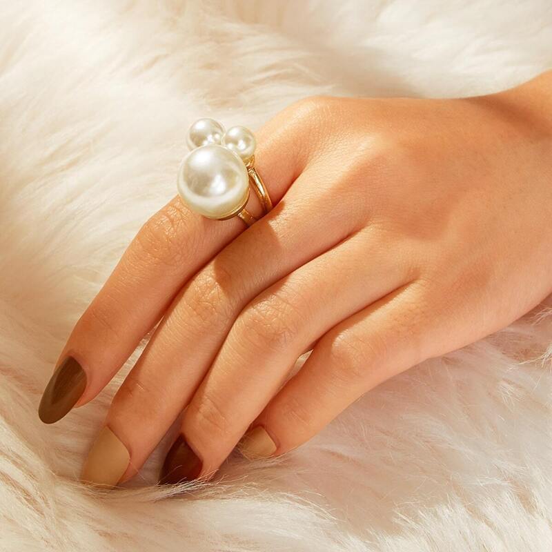 

Faux Pearl Decor Double Layered Ring 1pc, Gold