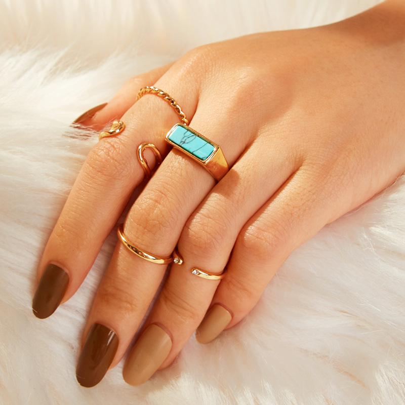 

Simple Ring Set 5pcs, Gold