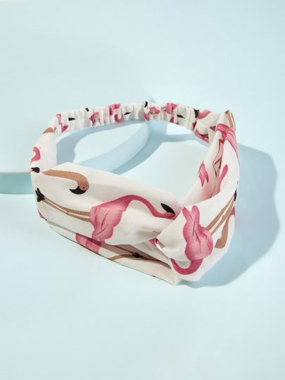 Flamingo Print Twist Headband