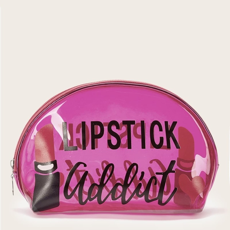 

Letter Pattern Transparent Makeup Bag, Pink