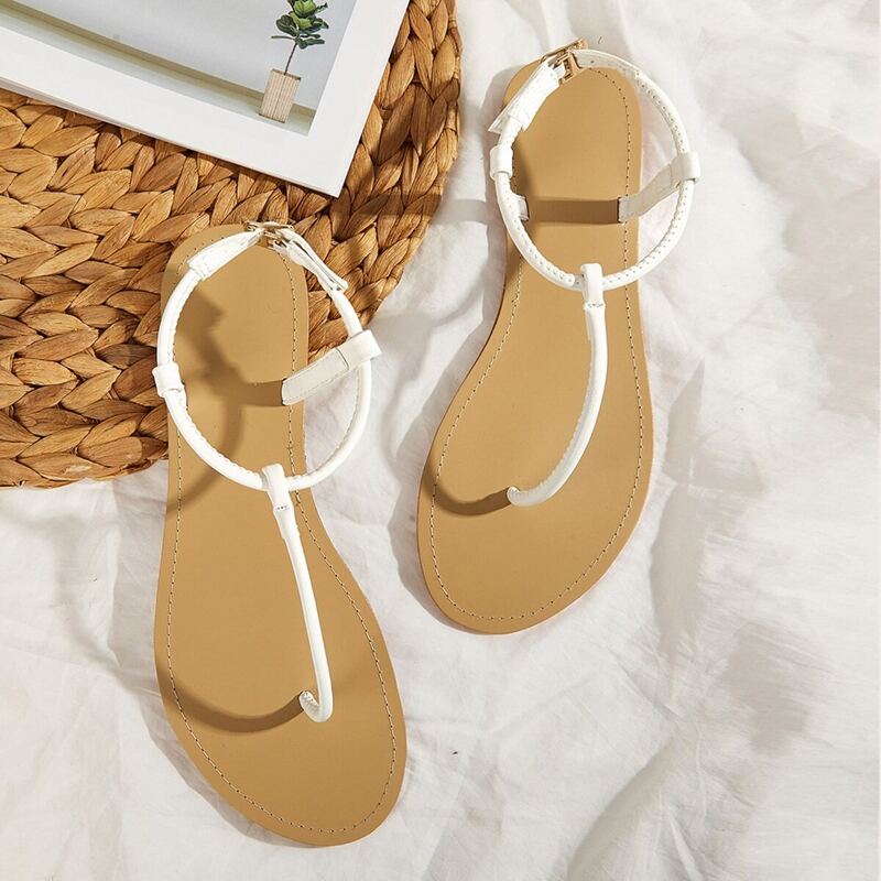

T-strap Toe Post Sandals, White