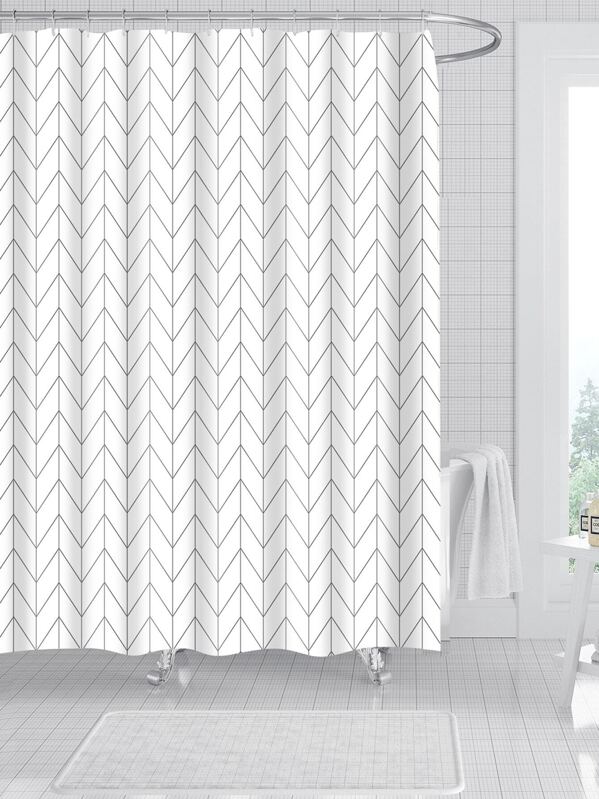 Geometric Pattern Shower Curtain With 12pcs Hook Geometric Pattern Shower Curtain With 12pcs Hook