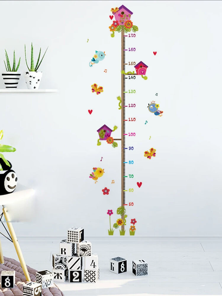 Cartoon Pattern Baby Height Measurement Wall Sticker, Cute Decorative Growth Chart For Home Decor,Stickers,Wall Decal, Vinyl Decal For Home Decorations,Spring Decoration Items Refresh Your Home,Rama Decoration Stickers Gifts Birthday Graduation