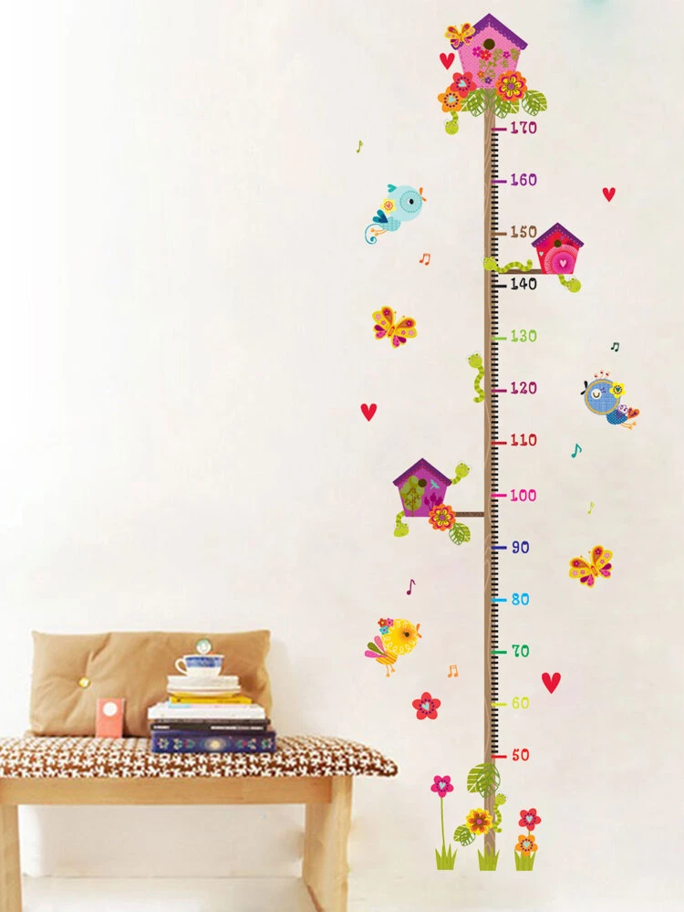 Cartoon Pattern Baby Height Measurement Wall Sticker, Cute Decorative Growth Chart For Home Decor,Stickers,Wall Decal, Vinyl Decal For Home Decorations,Spring Decoration Items Refresh Your Home,Rama Decoration Stickers Gifts Birthday Graduation