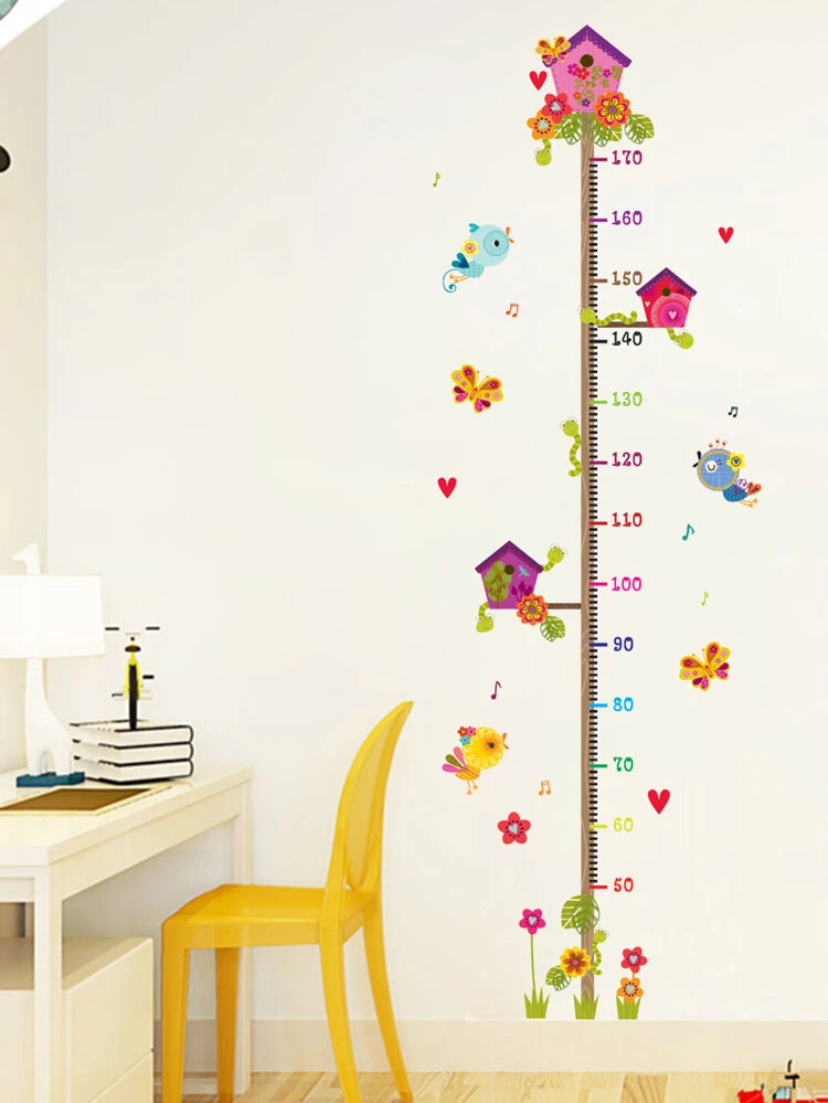 Cartoon Pattern Baby Height Measurement Wall Sticker, Cute Decorative Growth Chart For Home Decor,Stickers,Wall Decal, Vinyl Decal For Home Decorations,Spring Decoration Items Refresh Your Home,Rama Decoration Stickers Gifts Birthday Graduation