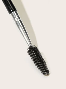 DU care 1pc Dual-Ended Brow Brush & Eyelash Brush, Fiber Bristles, Aluminum Tube, Wooden Handle, Perfect For Eye Makeup And Travel, Gift Set - Black - View 4