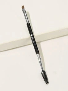 DU care 1pc Dual-Ended Brow Brush & Eyelash Brush, Fiber Bristles, Aluminum Tube, Wooden Handle, Perfect For Eye Makeup And Travel, Gift Set - Black - View 2