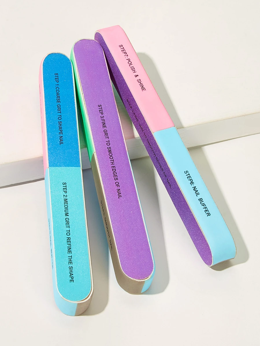 3pcs Colorblock Nail Buffer Sanding Block Files Sponge Nail Polisher Professional Manicure Tools For Acrylic Nails Care For Optimum Natural Nail Care