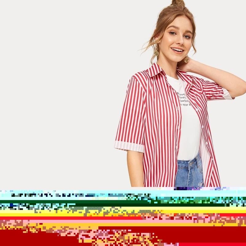 

Striped Button Through Shirt, Pink