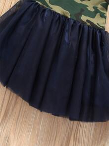 Toddler Girls Contrast Mesh Camo Print Tutu Dress - Multicolor - View 4