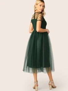 SHEIN Vestido amplio con malla fina - Verde Oscuro - Ver 2