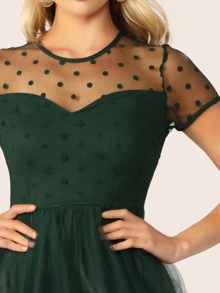 SHEIN Vestido amplio con malla fina - Verde Oscuro - Ver 4