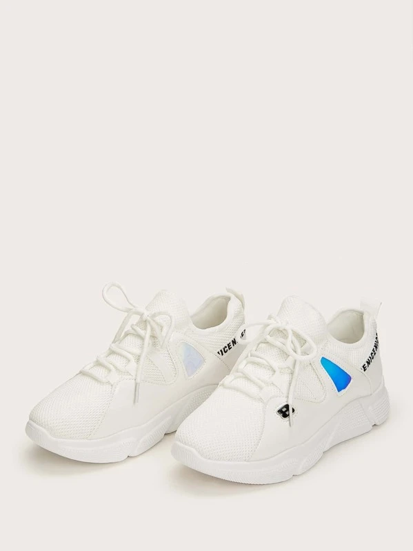 lace up front mesh sneakers