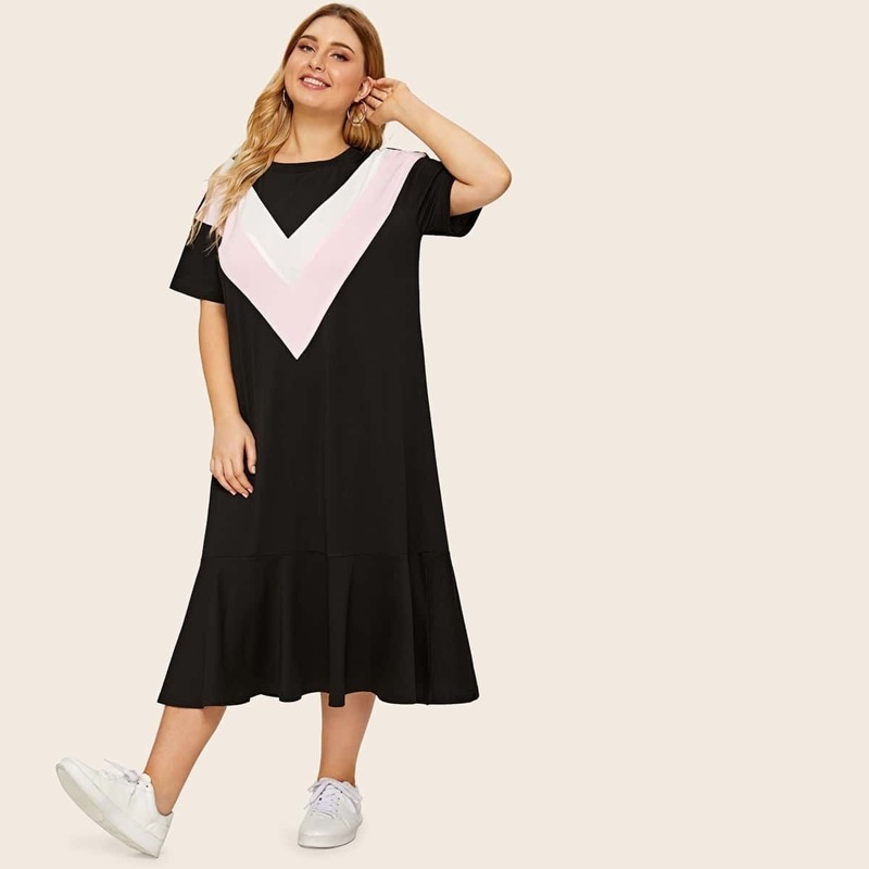 

Plus Cut And Sew Panel Dress, Multicolor
