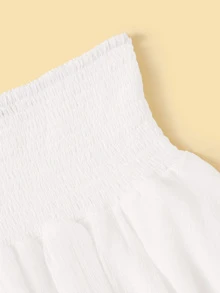 SHEIN Smocked High-Rise Flounce Mini Skirt - White - View 3