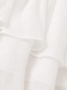 SHEIN Smocked High-Rise Flounce Mini Skirt - White - View 4