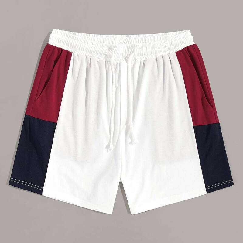 

Guys Drawstring Waist Colorblock Side Shorts, White