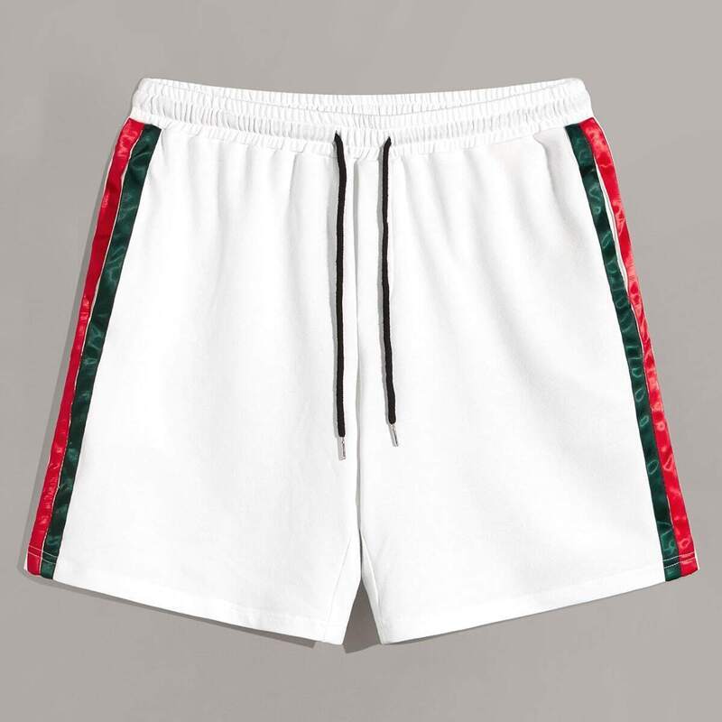 

Guys Contrast Tape Side Sweat Shorts, White