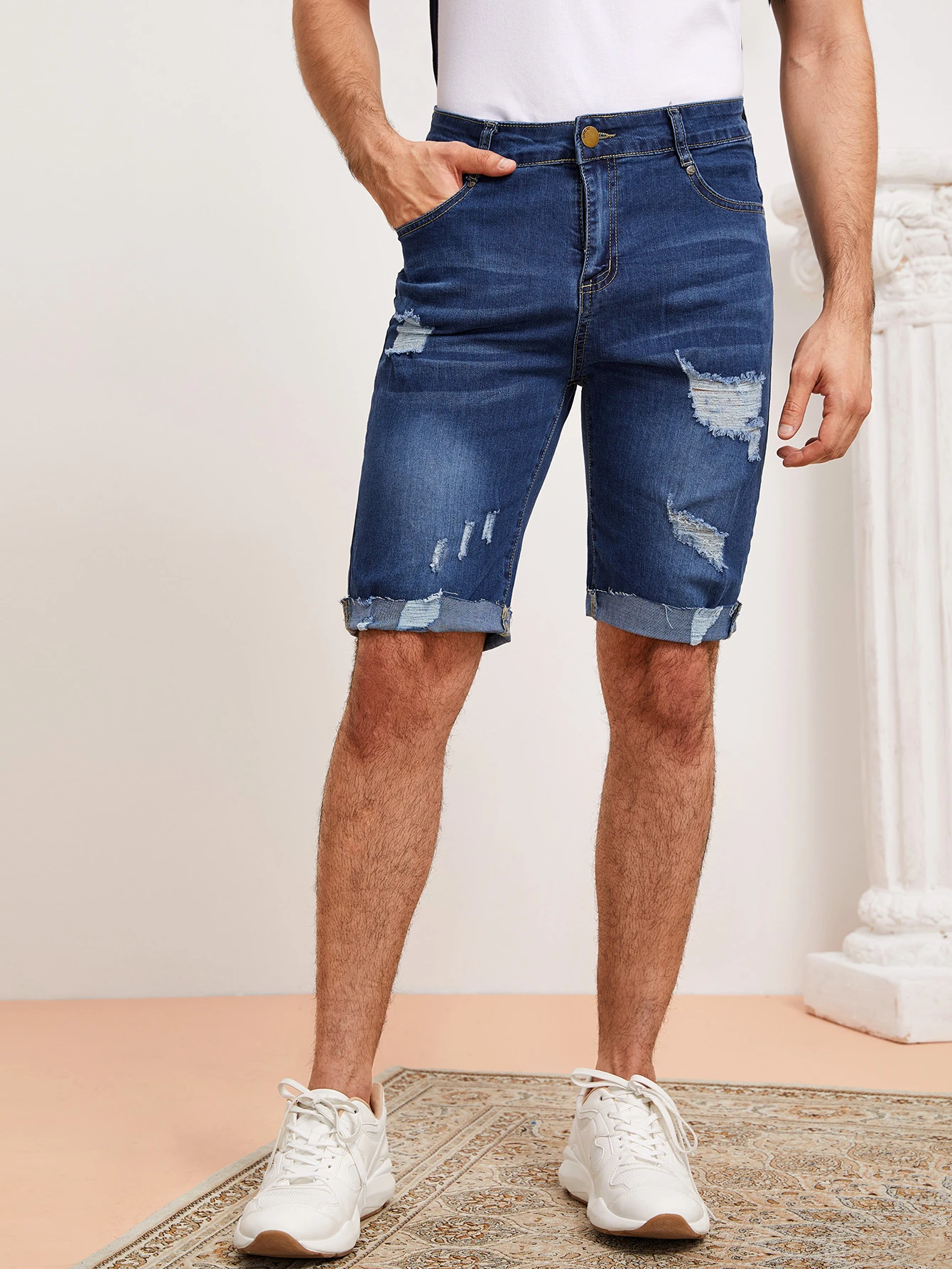 ripped up bermuda shorts