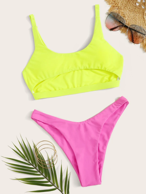 neon scoop bikini