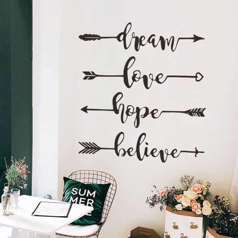

Arrow & Letter Print Wall Sticker 2pcs