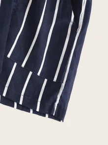 SHEIN Holidaya 條紋前繫帶紙袋短褲