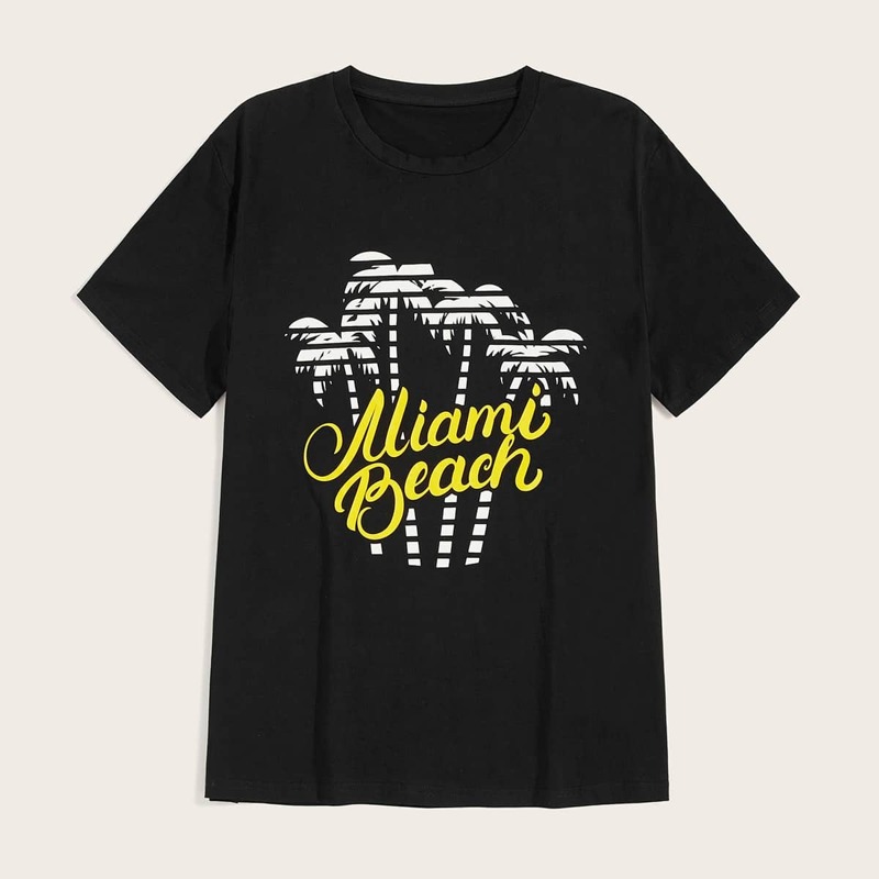 

Guys Letter & Trees Print Tee, Black