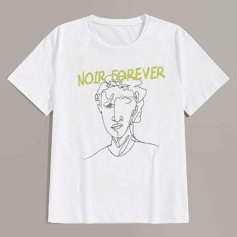 

Guys Letter And Figure Print Tee, White