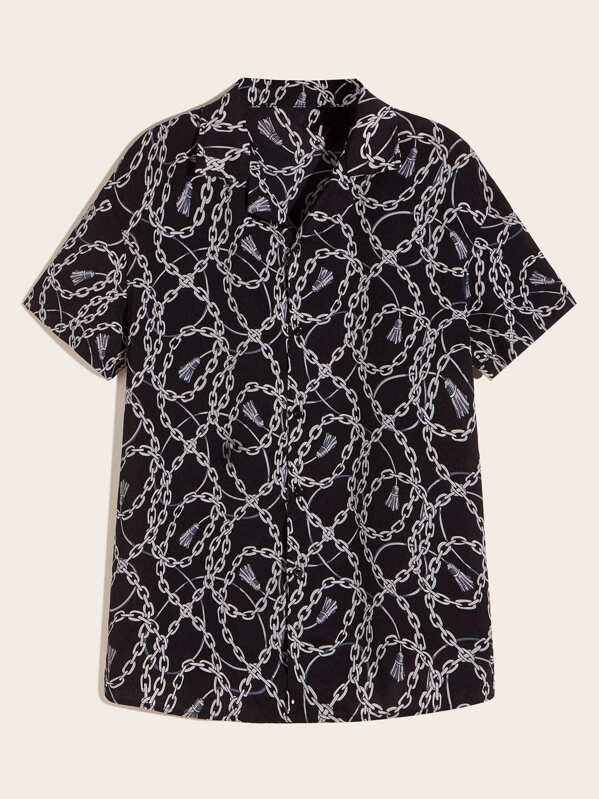 chain print shirt mens