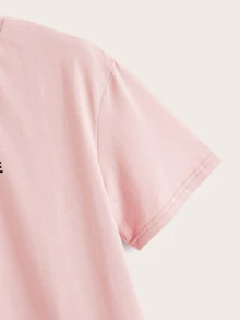 SHEIN Essnce 標語印花tee - 淺粉色 - 查看 4