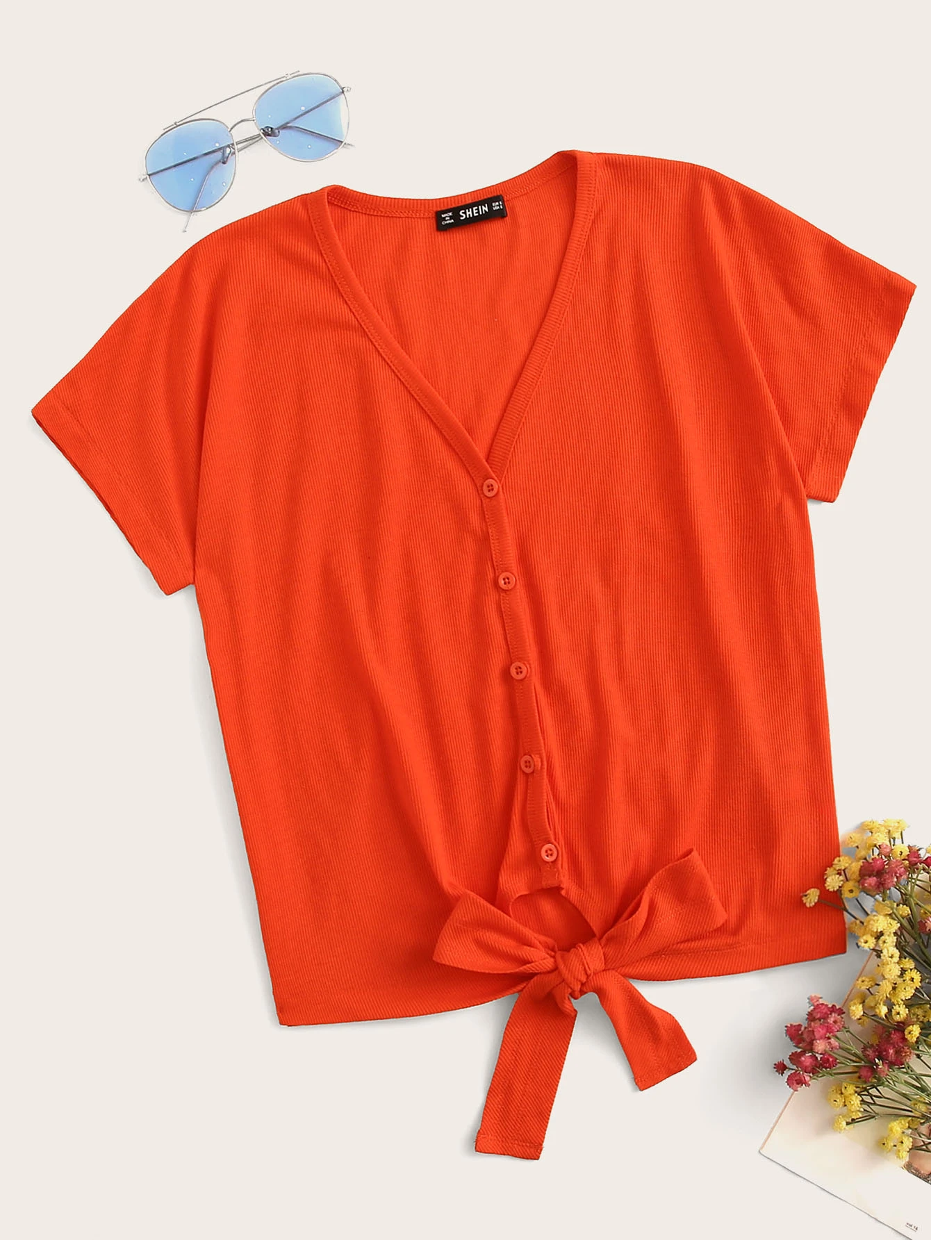 shein knot hem top