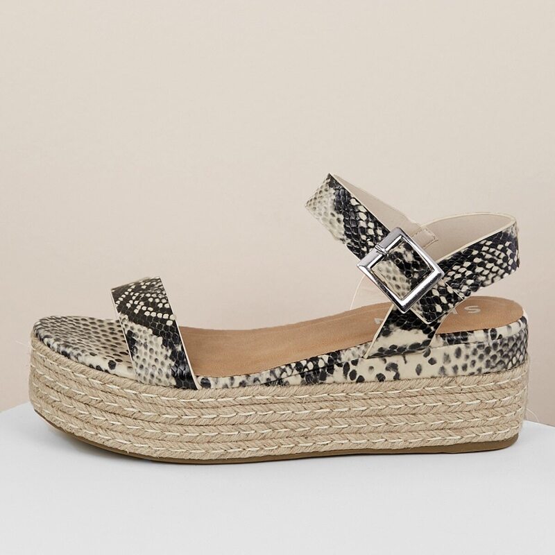 

Single Band Ankle Strap Snake Jute Wedge Sandals, Multicolor
