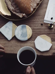 Marble Pattern Print Coaster 1pc - Multicolor - View 2