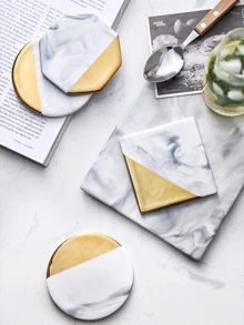 Marble Pattern Print Coaster 1pc - Multicolor - View 4