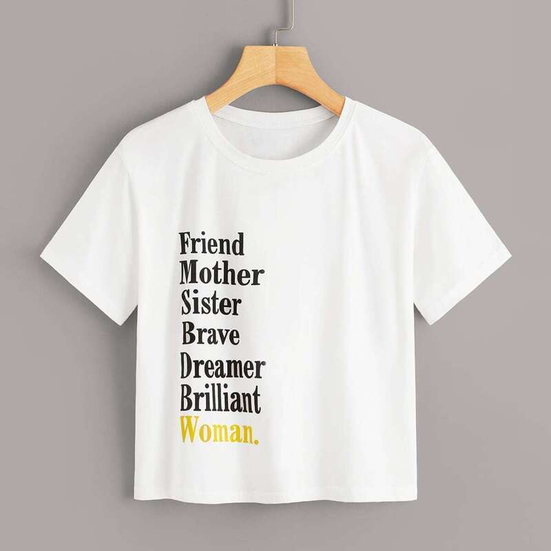 

Letter Print Tee, White