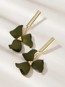 1 Pair Fashionable Floral Pearl Earrings, Suitable For Women's Daily Wear And Gift