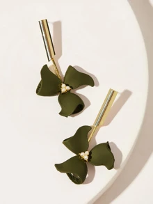 1 Pair Fashionable Floral Pearl Earrings, Suitable For Women's Daily Wear And Gift