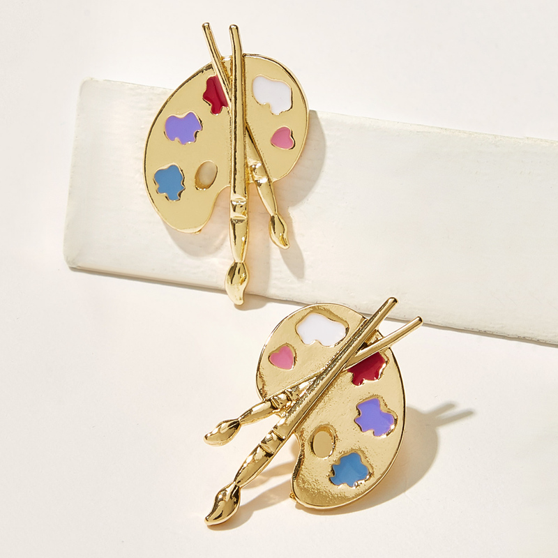 

Metal Tray Shaped Stud Earring 1pair, Multicolor