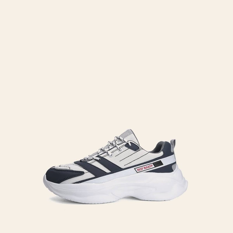 

Guys Lace-up Front Chunky Sole Trainers, Black and white